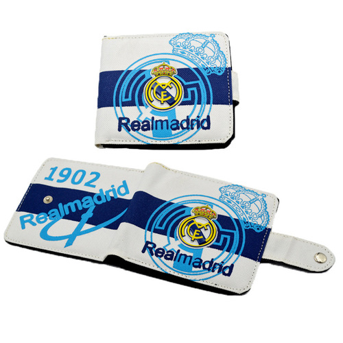 Canvas football fan wallet club crest Chelsea Barcelona Real Madrid AC Arsenal boys sports leather wallet