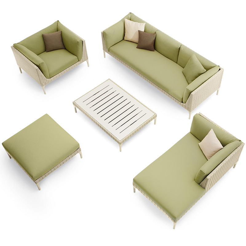 Conjunto de sofás para exteriores, muebles de esquina para patio o balcón, sofá de ratán para terraza de villa o solárium.