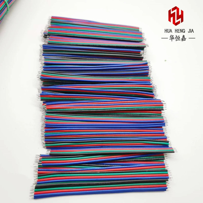 1007-22AWG4P line LED special RGB light strip extension line rehearsal line welding connection with tin parallel on both ends