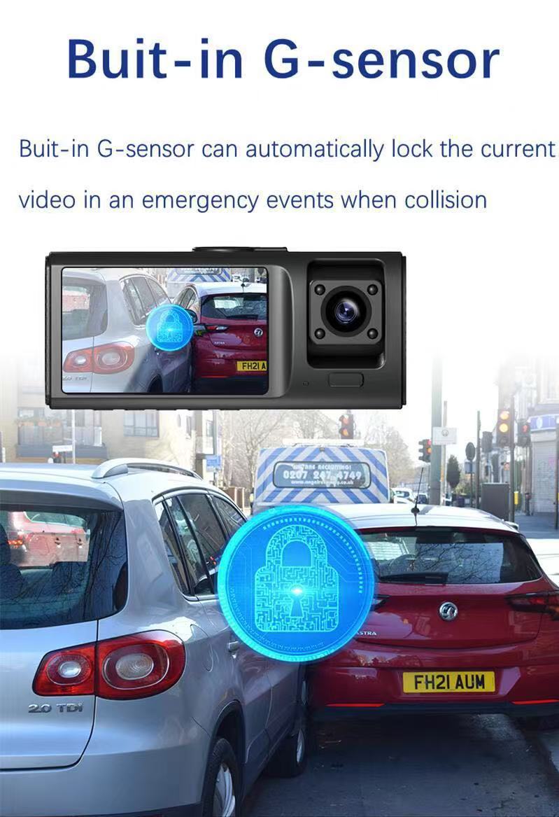 V20 Cross-Border Driving Recorder 3-Way High-Definition 1080P Three-Lens Parking Monitoring with Night Vision Car Dvr