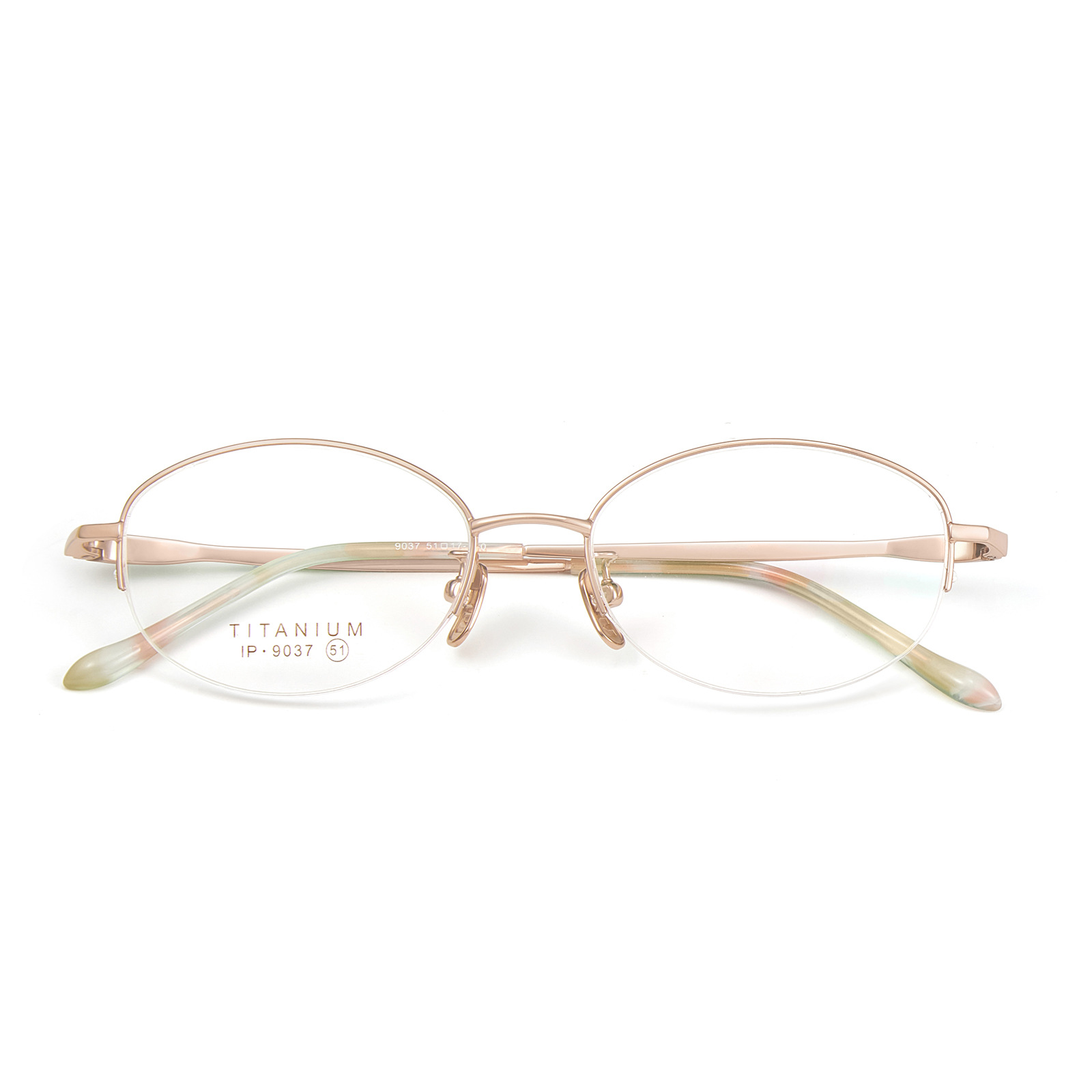 Moda elegante gafas de medio Marco de las mujeres de titanio puro marco adelgazamiento reductor de edad sin clip de cara puede coincidir con miopía Danyang lote