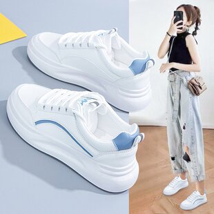 2022 Spring and Autumn new white shoes women's Korean-style round toe lace-up casual student shoes ins board shoes women's foreign trade batch
