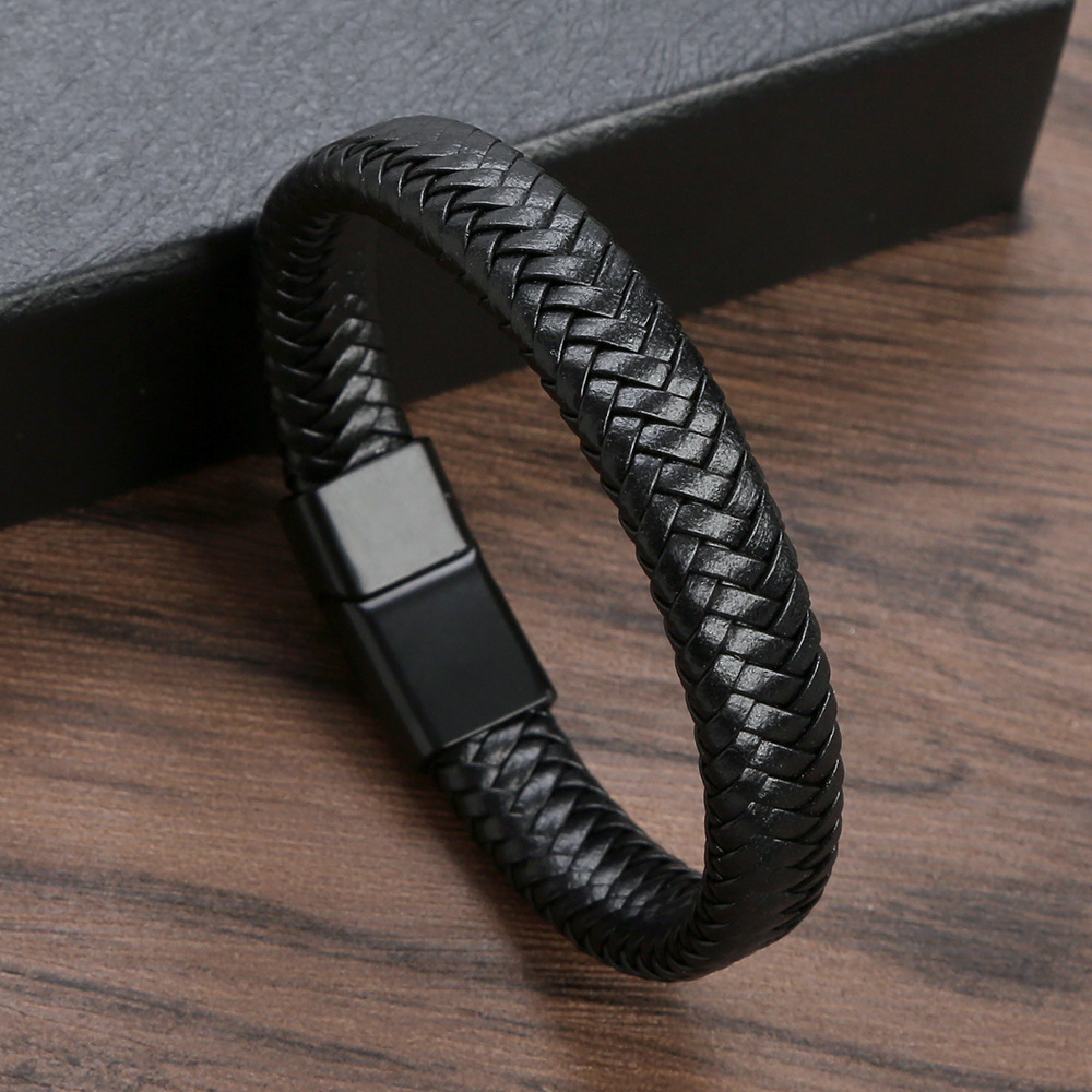 20g Weight Bangle Classification Leather Chain Material Retro Solid Color Leather Handmade Men's Bangle Men Cord & Leather Bracelets