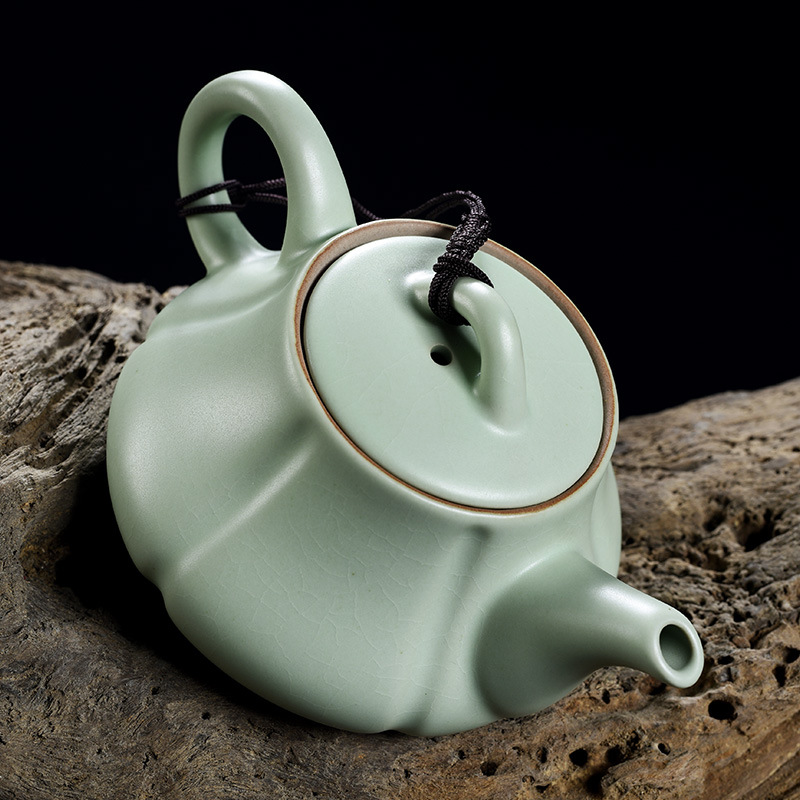 汝窑茶壶陶瓷功夫茶具茶壶汝瓷套装过滤家用小单壶茶具开片可养