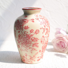 レトロ青花磁器花瓶新中国式バラ花瓶水養生花生け花器客間デスクトップ装飾置物