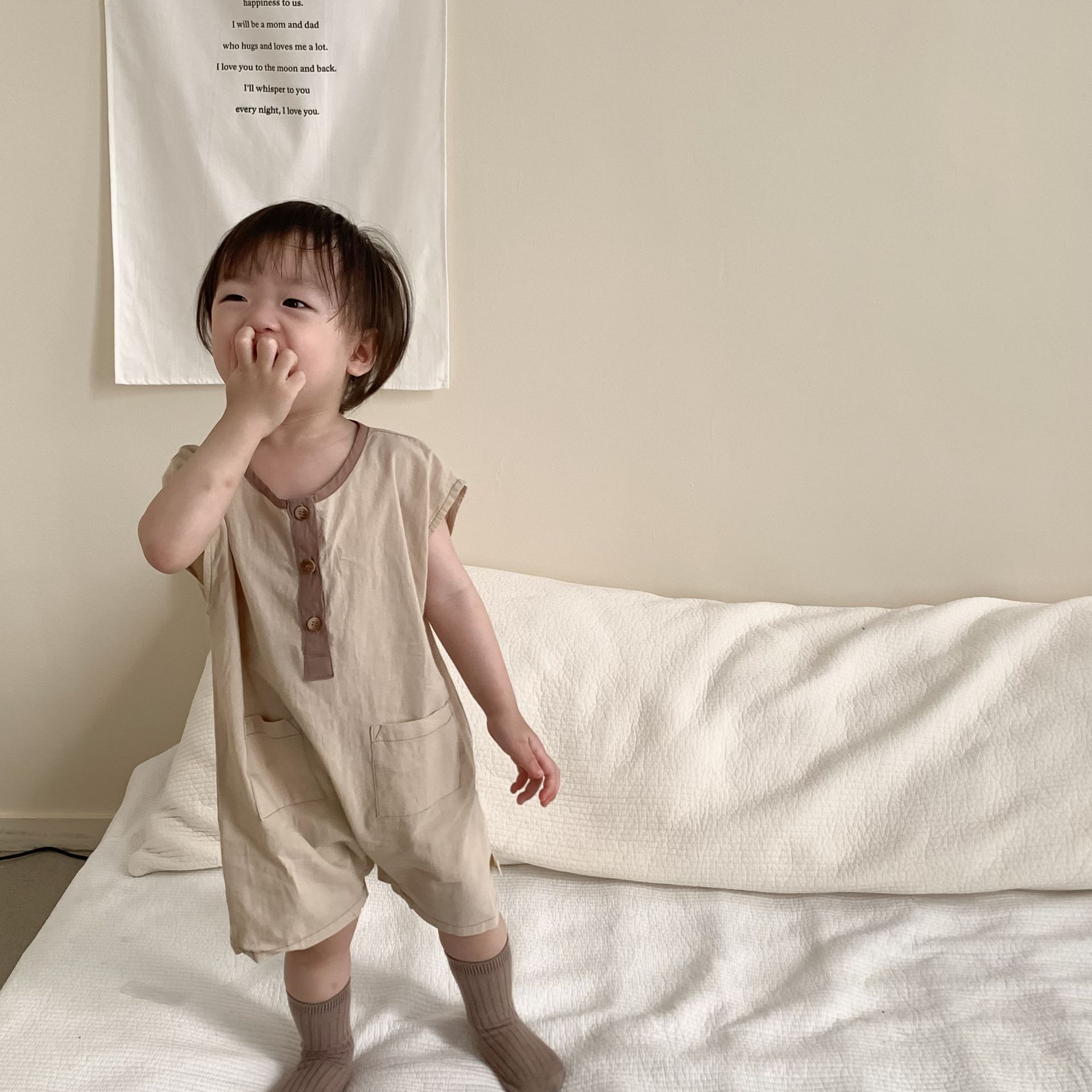 Ropa de verano para bebé, estilo coreano, ropa infantil delgada, novedad de verano 2026, mono con botones abiertos para bebé, ropa de verano para niño