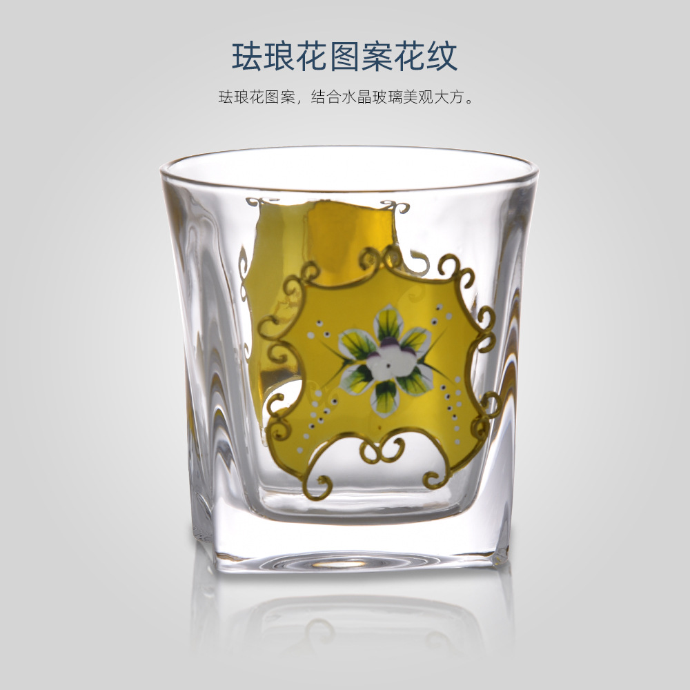 轻奢珐琅花酒具套装礼盒 欧式威士忌轻奢北欧风摆件家居饰品 ins