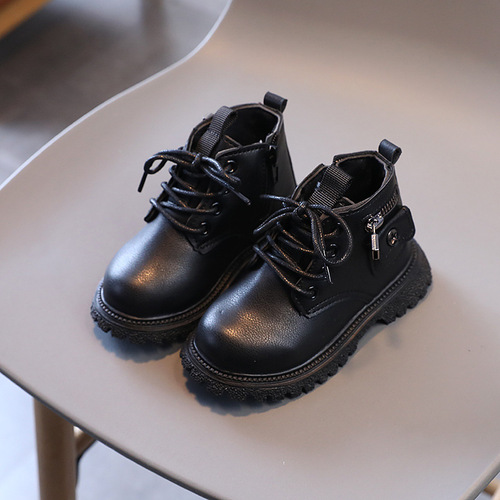 Girls' Shoes Children's Leather Boots 2024 New Boys' Spring and Autumn Patent Leather Boots Fashionable Martin Short Boots