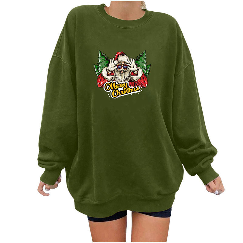 Women's Clothing Christmas holiday hot sale new personalized printing fashion sweatshirt loose large size women's clothing all match_voghion.com
