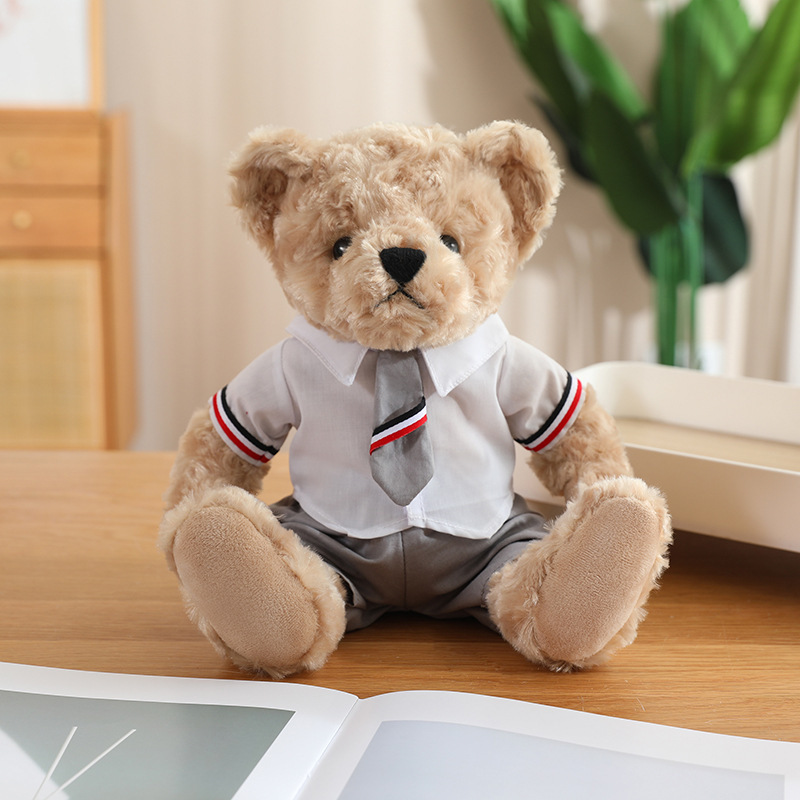 Graduation Gift Teddy Bear Doll Plush Toy School Uniform Bear Doll Doll Student Gift to Classmates