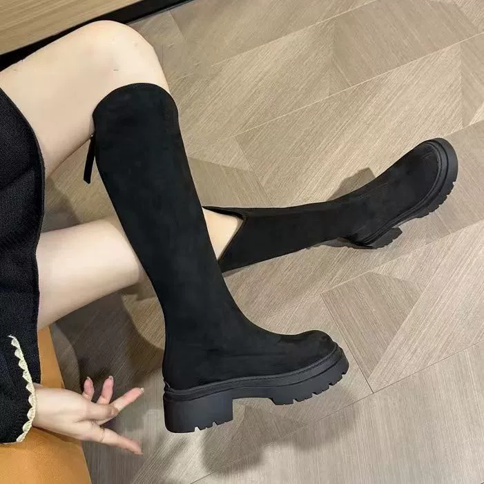 Сапоги Mailard Осень и Зима плюс большая трубочка, толстые мм эластичные сапоги, толстые ноги, тонкие V рот, толстые сапоги