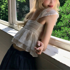 蝉の鳴き声真夏のフレンチレースシャツトップ女性のための夏の2025新しいデザイン半袖シャツ