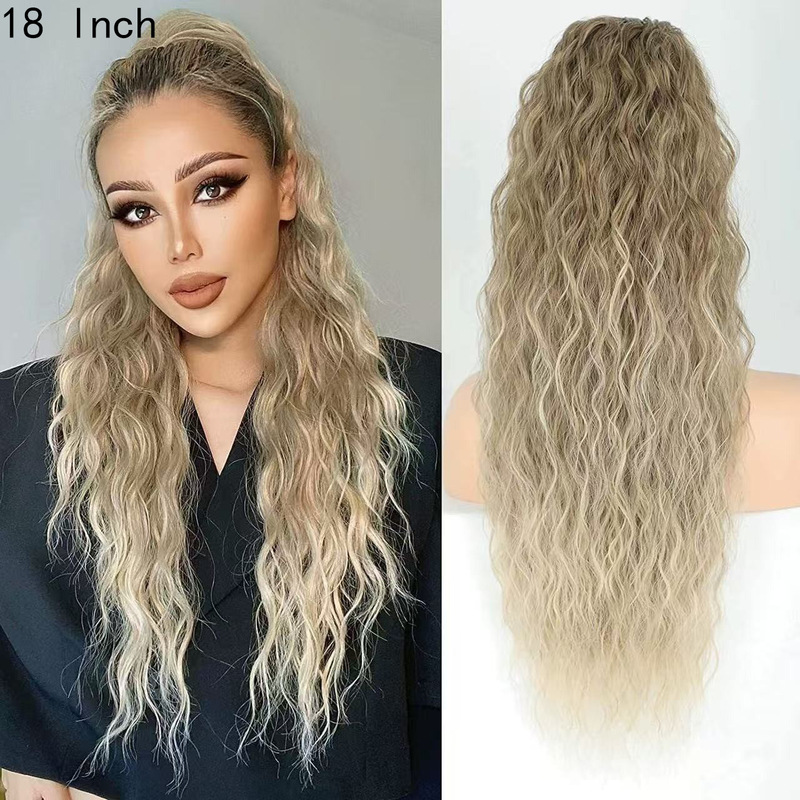 Xuchang ウィッグ Yuanyang 18inch ポニーテールウィッグ女性用ウールカーリーロングカーリーヘアコーンパーマウォーターリップルポニーテールウィッグ女性用|undefined