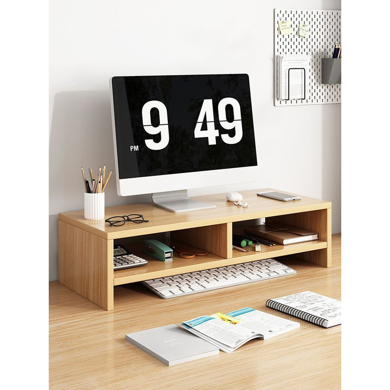 [Storage Is Neat and Wonderful] Desktop Computer Wooden Rack Desktop Storage Box Monitor Support Pad Elevated Storage Rack