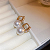 Fashionable advanced zirconium from pearl, retro earrings, high-quality style, french style, light luxury style, 2023 collection, wholesale