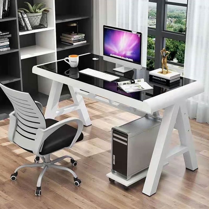 Tempered glass computer desk, home office desk, bedroom desk, writing desk, simple and easy-to-use student study desk Tempered glass computer desk, home office desk, bedroom desk, writing desk, simple and easy-to-use student study desk