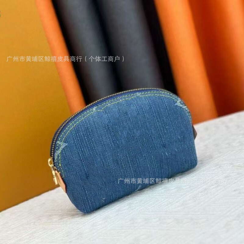 牛仔布化妆包女包贝壳包洗漱包迷你收纳包手拿包外贸时尚高级感|undefined