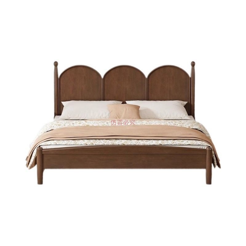 Retro American-Style Solid Wood Double Bed 1.68m Modern Minimalist Mid-Century Apartment Rental Homestay Bed