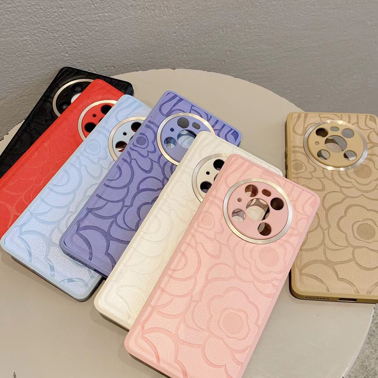 Estilo Chanel Camellia parche para Apple 15/13 caja del teléfono Huawei mate40pro mate50 femenino Nuevo