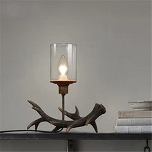 個性簡約創意北歐兒童房床頭燈卧室書房鹿角台燈美式歐式復古台燈