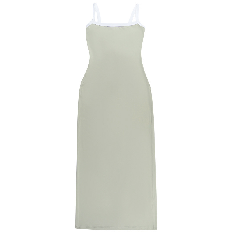 Sling Contrast Color Knitted Sexy Backless Dress Women Sexy Slim Fit Maxi Dress