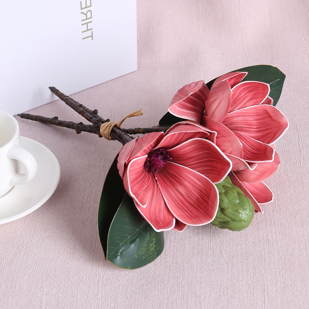 Espuma EVA con mango de fruta flor de magnolia imitación de flores en el hogar diseño suave de props fotográficos fabricantes de flores falsas al por mayor