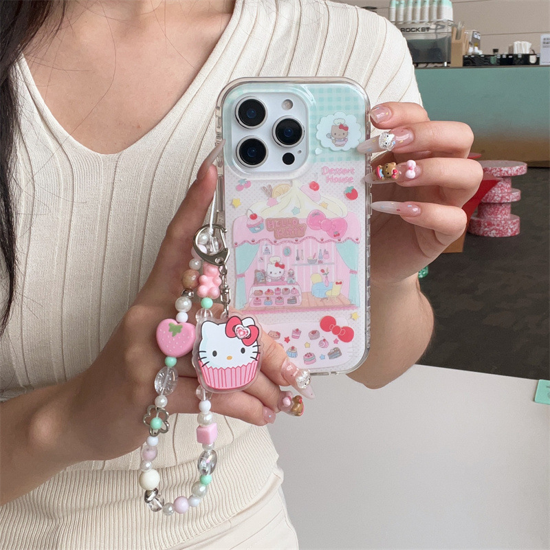 日韩格纹波点Kitty甜品屋适用iPhone17苹果16ProMax/15手机壳少女|undefined