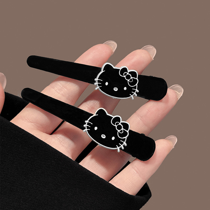 黒い猫のヘアピン！甘い韓国のかわいい前髪クリップ漫画子猫の髪サイドクリップカモノハシクリップヘアアクセサリー|undefined