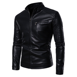 Cross-border European and American coat wholesale autumn new pu leather jacket men's youth motorcycle slim fit men's fashion men's leather
