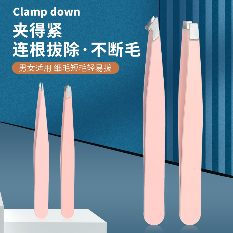 Stainless steel tweezers, spray-painted eyebrow comb, eyebrow scissors, eyebrow groomer set of 4, beauty and makeup, mustache clips, eyelash clips, eyebrow comb