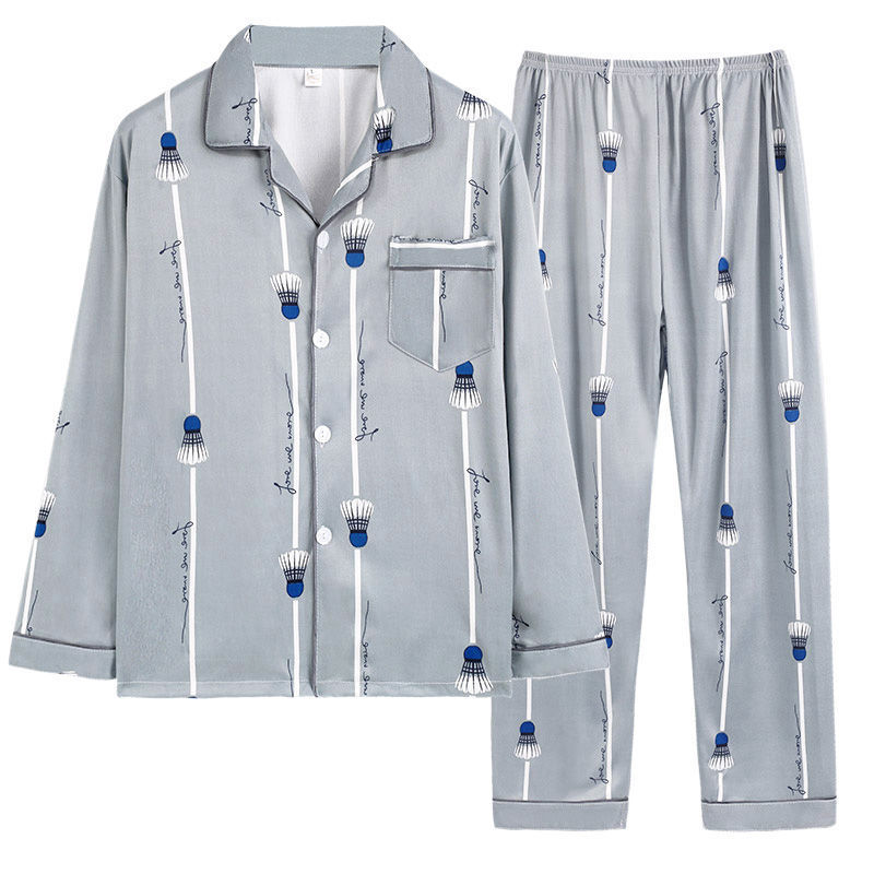 Pijamas de hombre de manga larga de primavera y otoño pijamas de hombre de primavera y verano ropa de hogar delgada pijamas de mediana edad para hombres traje de algodón de color sólido