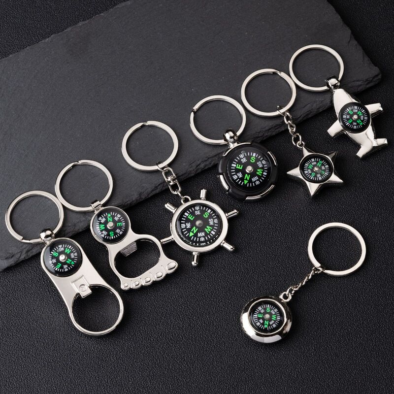 Direct sales from the manufacturer: Cross-border European and American vintage compass keychain, trendy metal keyring, creative metal keychain
