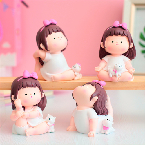 Cartoon yoga little cute girl car ornaments cute sports girl birthday cake baking decorations student gifts