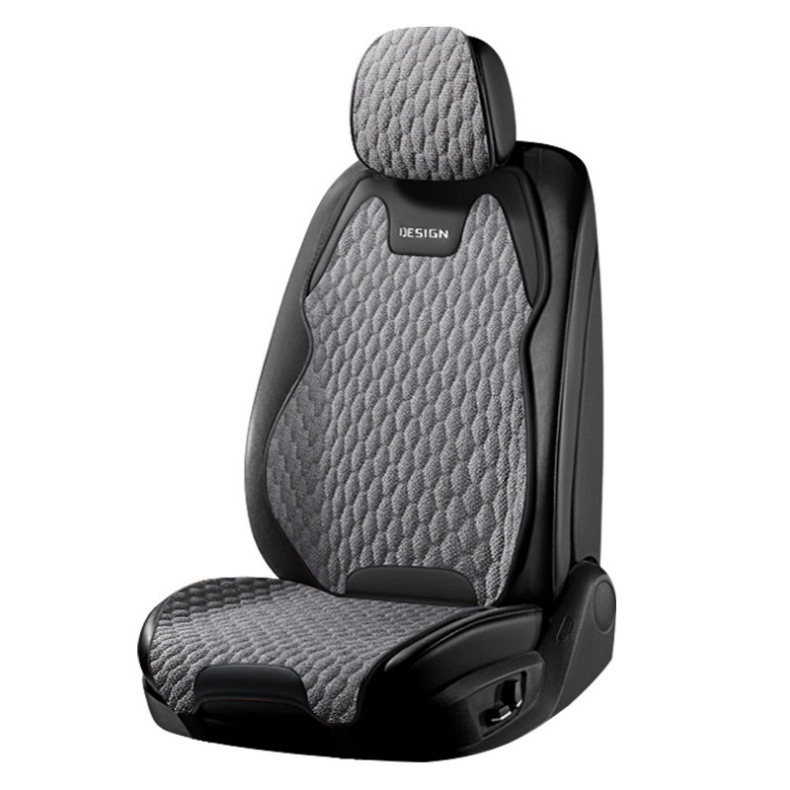 Car Seat Cushion, Universal for All Seasons, Fully Enclosed, Ventilated and Breathable, Made of Cotton and Linen Material, Car Cushion, Cotton and Linen Seat Cushion for Car