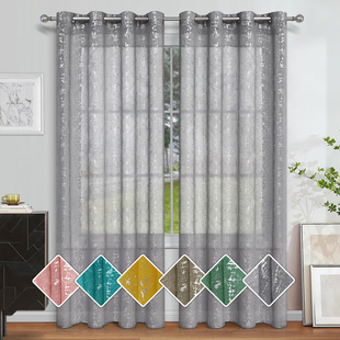 Shein's Popular Dropshipping Cross-Border Full Dolly Hot Silver Small Cross Flower Semi-Blackout Window Screen Meike Multi-Curtain Wholesale