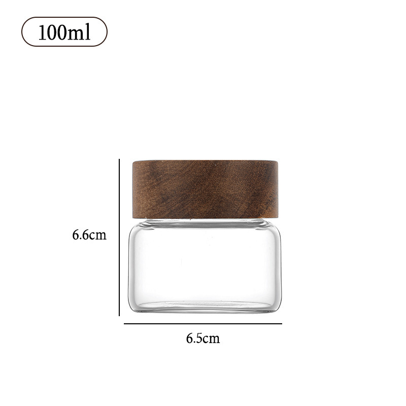 Tanque de almacenamiento de granos de café, tanque de almacenamiento, tanque de almacenamiento de polvo de café, tanque de almacenamiento, vidrio de grado alimenticio, tapa de madera, jarra de té