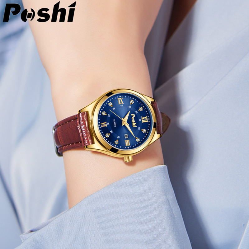 POSHI nuevo TikTok transmisión en vivo hombres y mujeres pareja reloj de cuarzo luminoso impermeable reloj doble calendario reloj al por mayor