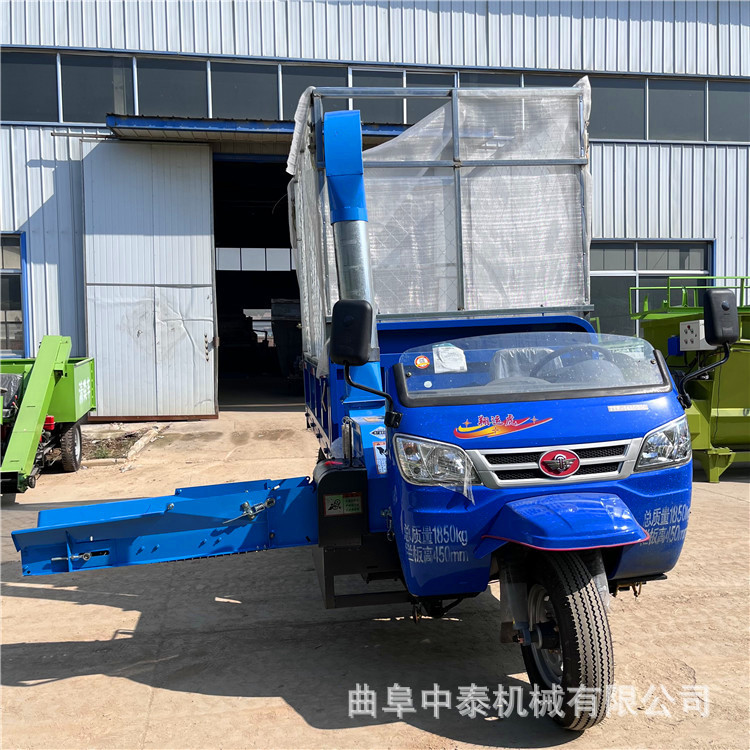 全自动养殖饲草料粉碎机 饲养场秸秆铡段机 三轮车带动高喷揉丝机