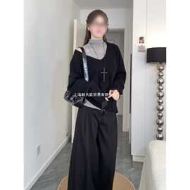 早秋穿搭韩系长袖毛衣女简约内搭上衣洋气显瘦时尚两件套百搭休闲