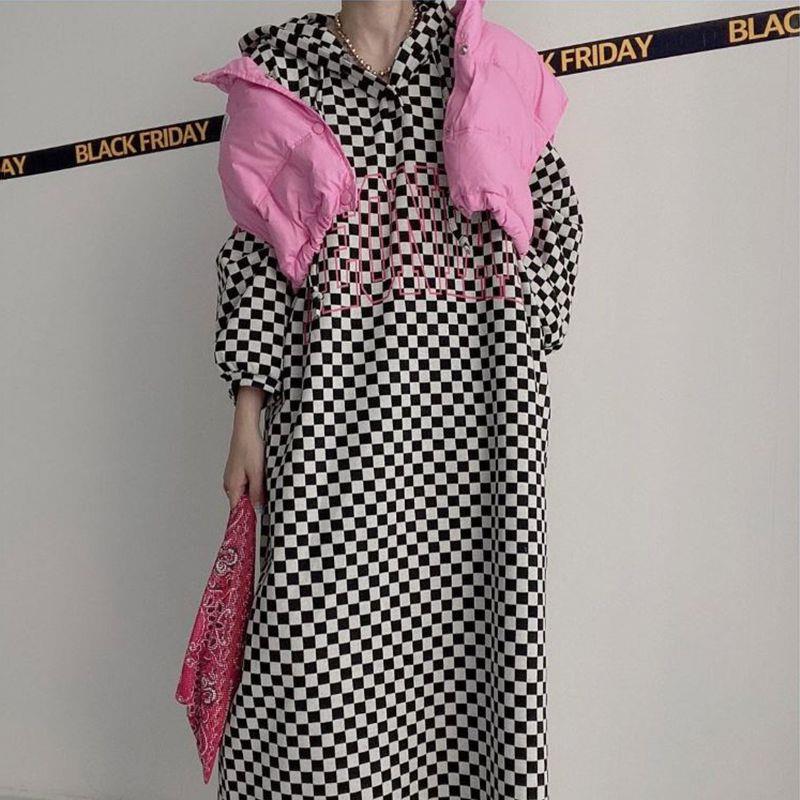 GraceChic Spring And Autumn 140kg Retro Letter Print Leopard Dress For Plus Size Women 150kg Loose Casual Top_voghion.com