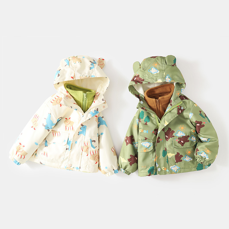 Children's Coat Three-in-One Boys' Parker Clothes New Girls' Spring and Autumn Windproof Detachable Baby Children's Wear Top