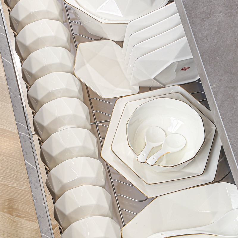 Pure White Underglaze Color Bowls and Plates Tableware Combination Household Ceramic Tableware Rice Bowls Accessible Luxury High-End Bowls and Bowls Pure White Underglaze Color Bowls and Plates Tableware Combination Household Ceramic Tableware Rice Bowls Accessible Luxury High-End Bowls and Bowls