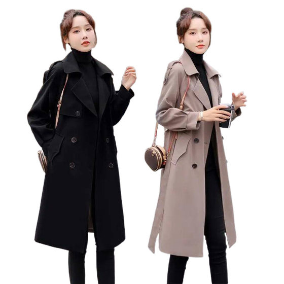 2025 New Windbreaker Coat Women's Mid-length Coat Over the Knee for Small Men This Year Popular Spring and Autumn Women's Clothing