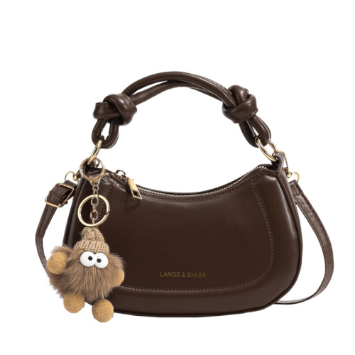 The 2025 Spring Popular Fashion Versatile Solid Color Knot Top Handle Bag Korean Style Crossbody Bag for Women