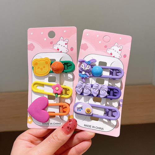 Spring new cartoon cute oval metal hairpin children's sweet girl side bangs headband headdress