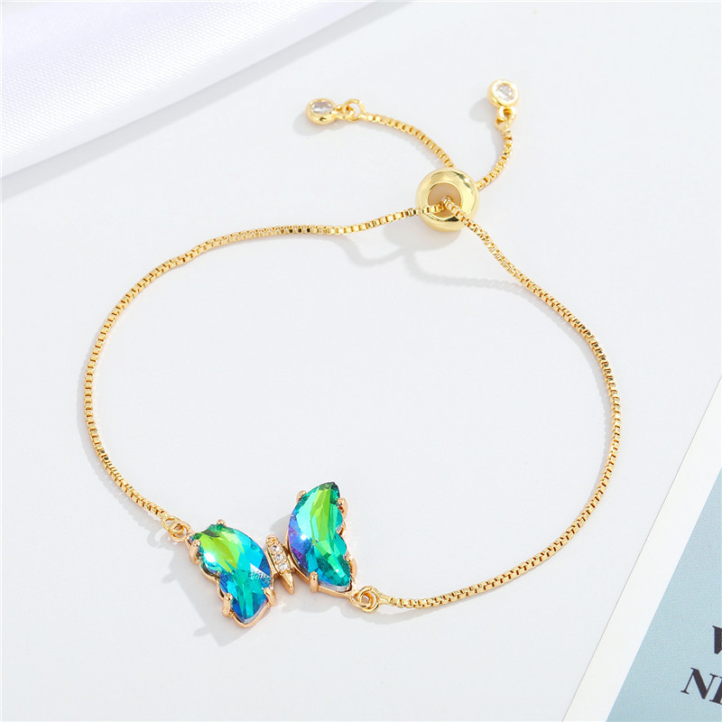 Simple Temperament Sparkling Crystal Butterfly Pendant Adjustable Bracele display picture 4