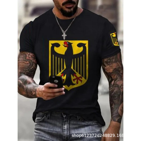 Fabricante de la fuente de los hombres de la camisa de manga corta de la calle Nueva Venta caliente de comercio electrónico transfronterizo camiseta impresa 3D arte flexible