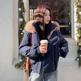 美式复古真狐狸大毛领连帽羽绒服女2025冬新款加厚小个子保暖外套