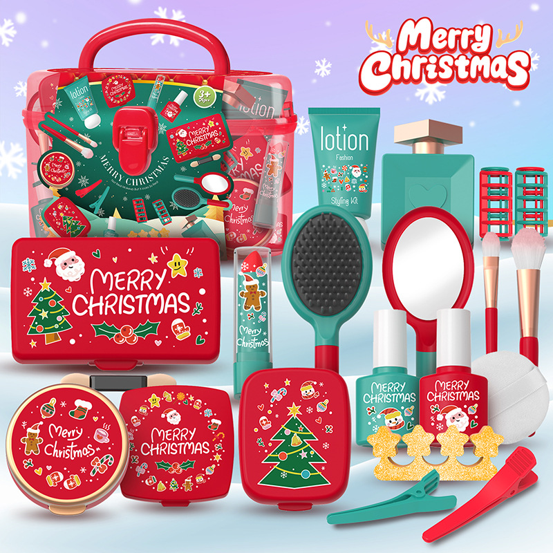 Navidad infantil imitación de sombras de ojos maquillaje juguetes de maquillaje para niñas en el hogar no borrable princesa maquillaje cubierta