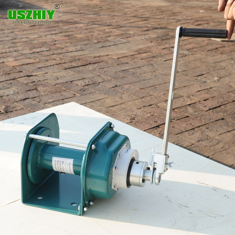 进口uszhiy智友手摇绞盘2吨40米大容量手动绞车JC-E型钢丝绳绞盘